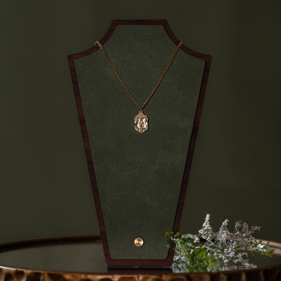 Pendant - MM - 16k Gold over Sterling - 18" Gold Plated Curb Chain