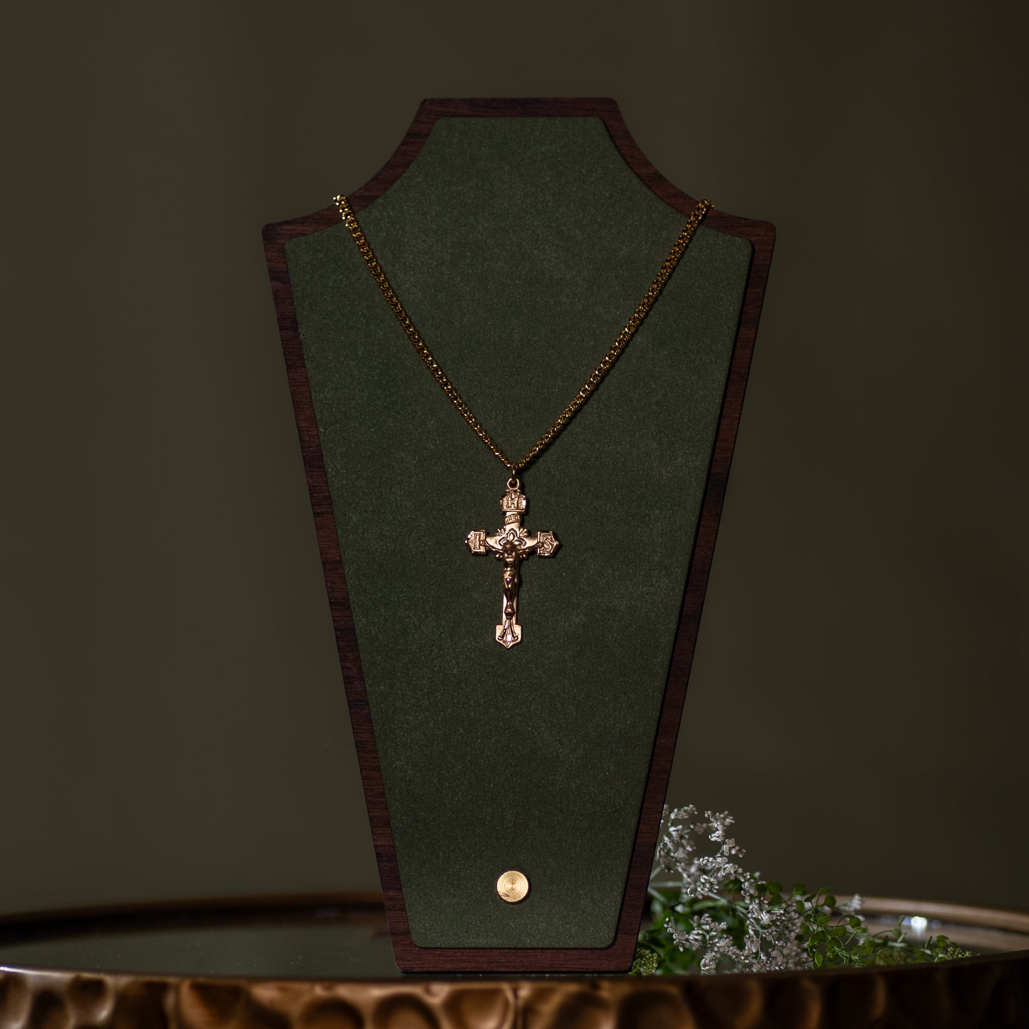 Pendant - Crucifix - 16kt Gold over Sterling Silver - 24" Gold Plated