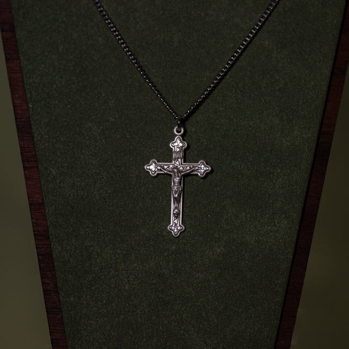 Pendant - Crucifix - Vine - Sterling Silver - 20" Stainless Steel Curb Chain