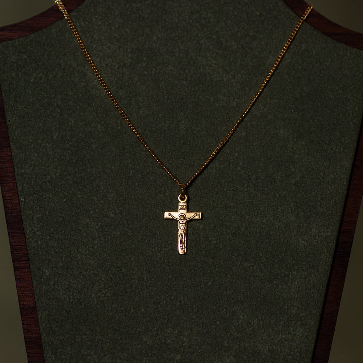 Pendant - Crucifix - 16kt Gold Over SS - 16" Gold Plated