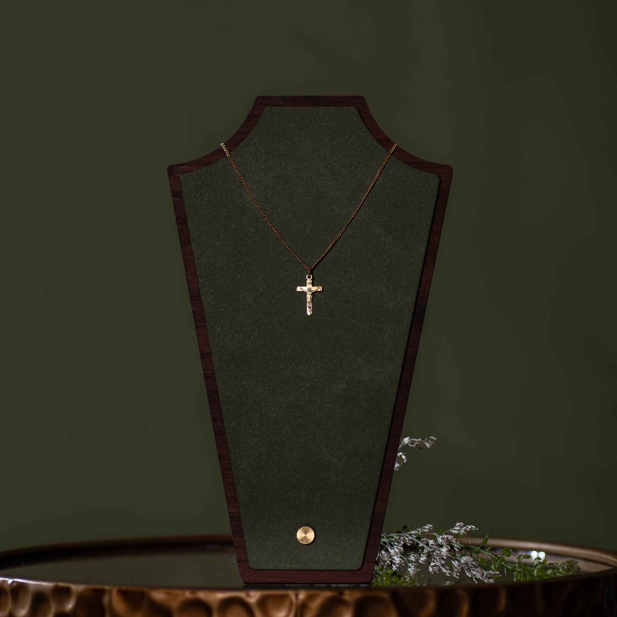 Pendant - Crucifix - 16kt Gold Over SS - 16" Gold Plated