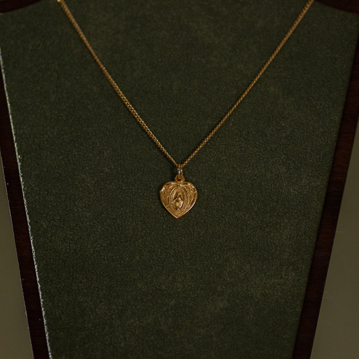 Pendant - MM Heart - Gold Over Sterling - 18" Gold Plated Curb Chain