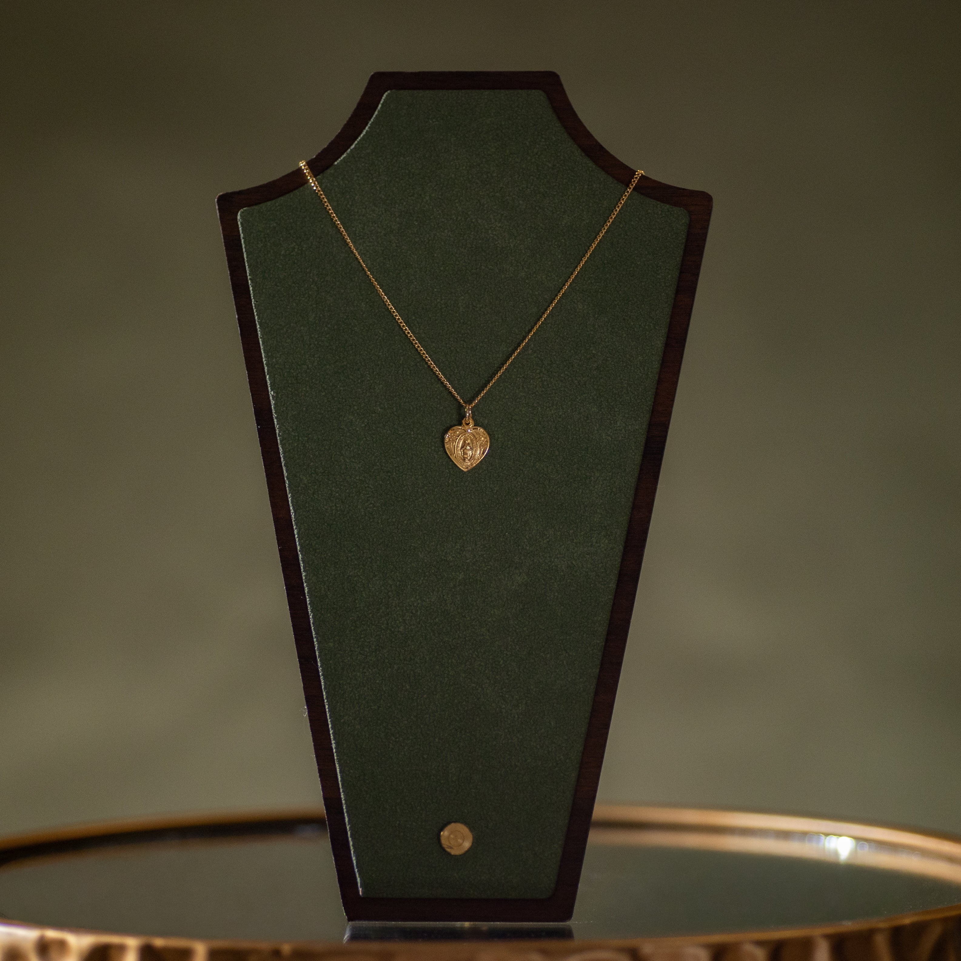 Pendant - MM Heart - Gold Over Sterling - 18" Gold Plated Curb Chain