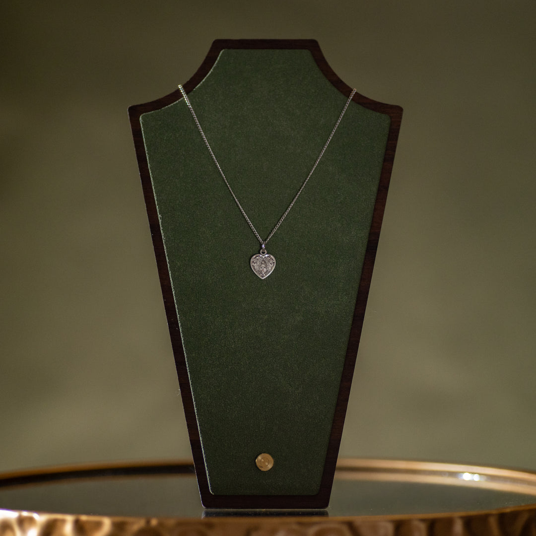 Pendant - MM - Heart Shaped - SS - 18" Rhodium Plated Chain