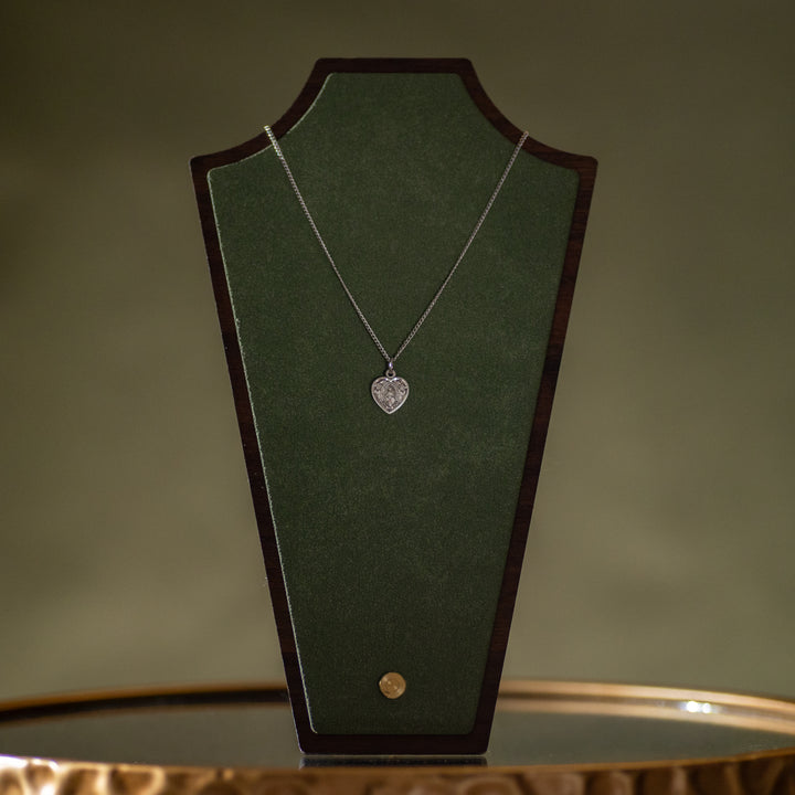 Pendant - MM - Heart Shaped - SS - 18" Rhodium Plated Chain
