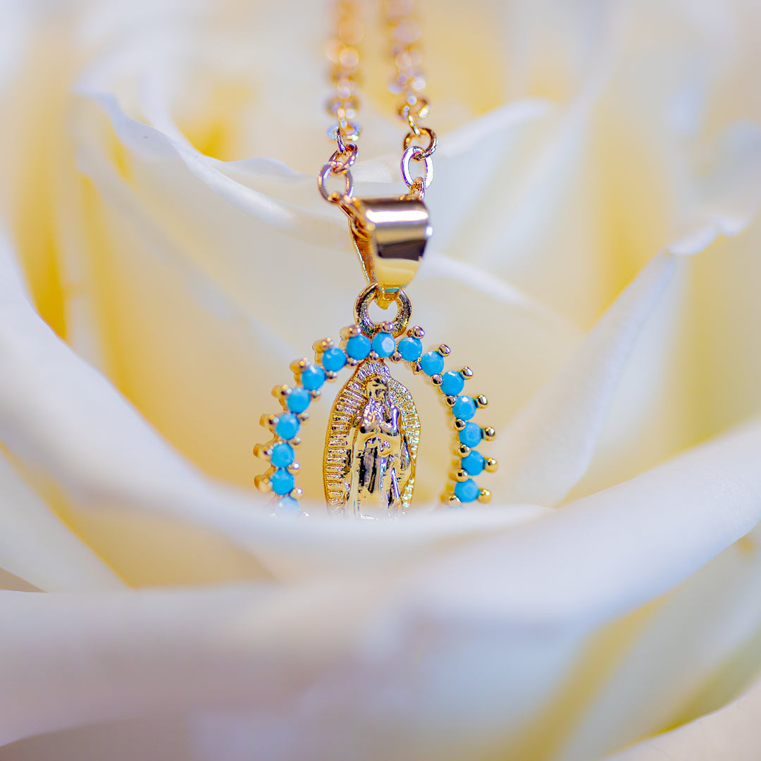 Our Lady of Guadalupe Crystal Boarder Necklace