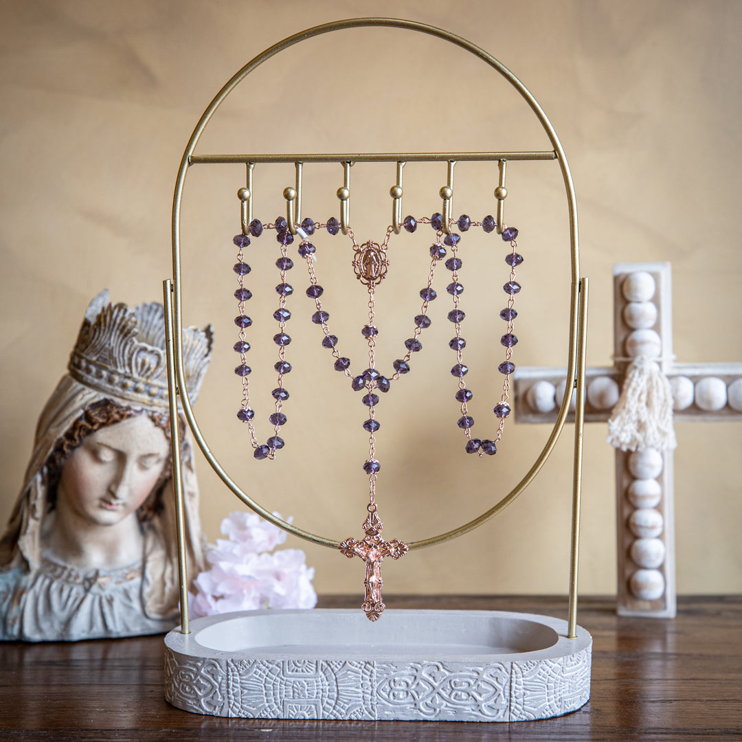 Rosary - Amethyst Crystal - Rose Gold