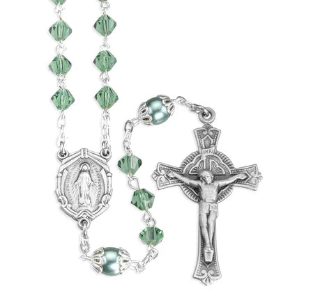 Rosary - Crystal Erinite - Silver Plated Brass