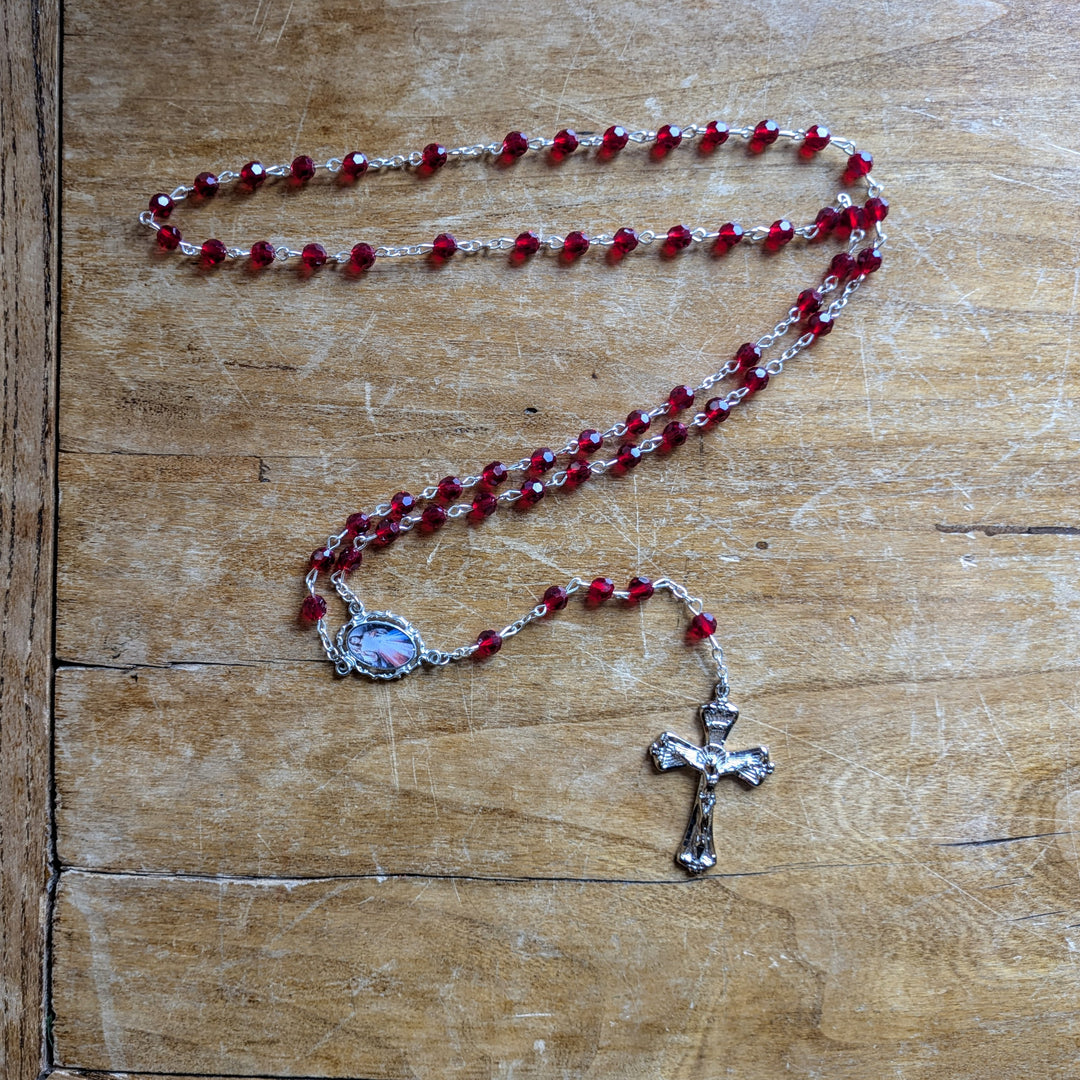Rosary - Divine Mercy - Red Crystal
