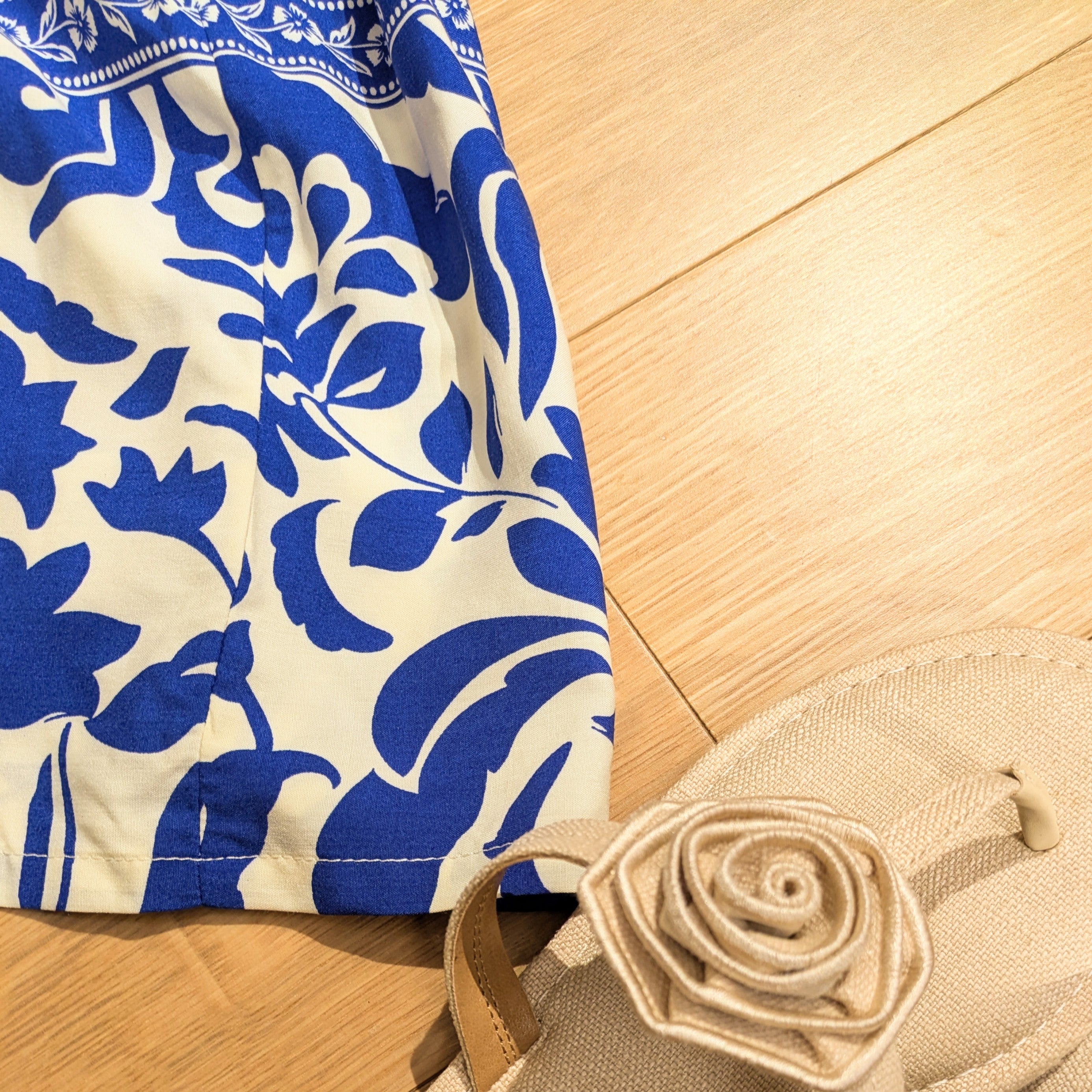 Boarder Print A-Line Midi Dress with Lace Detail