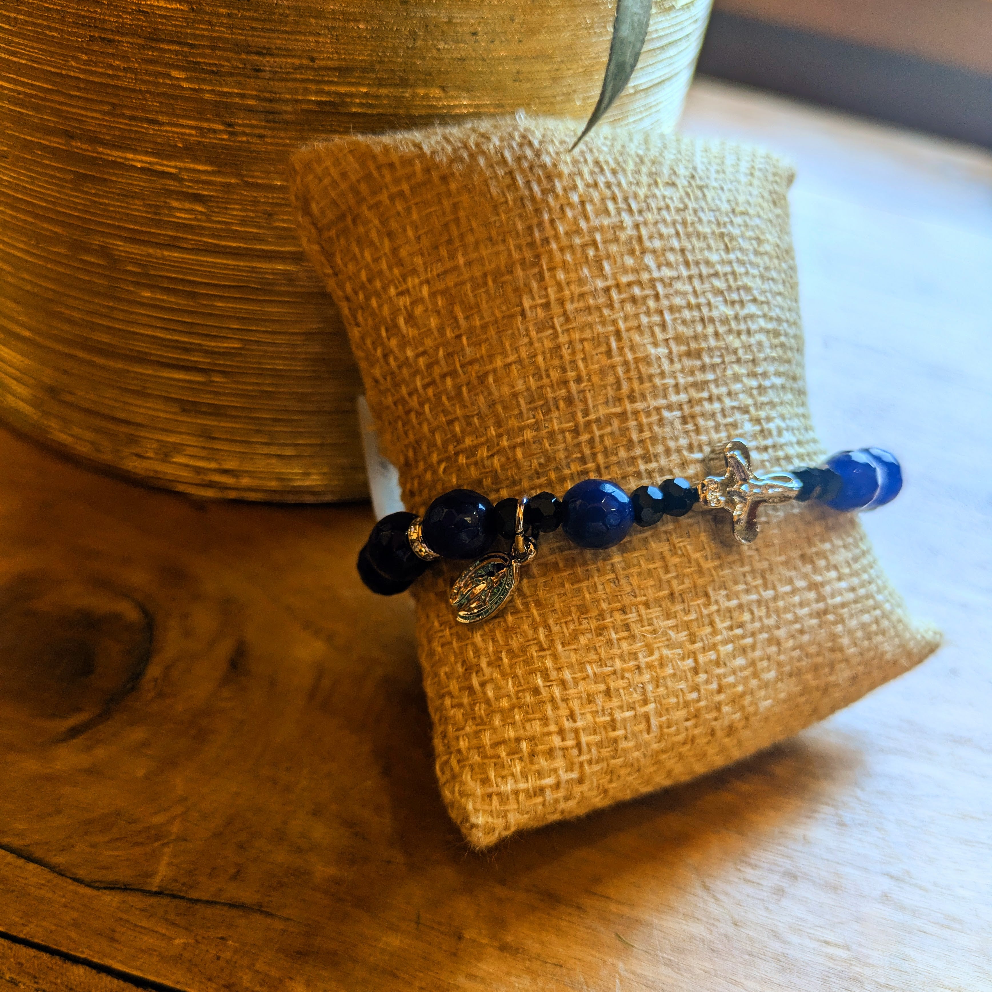 Rosary Bracelet - Blue Agate - 8mm