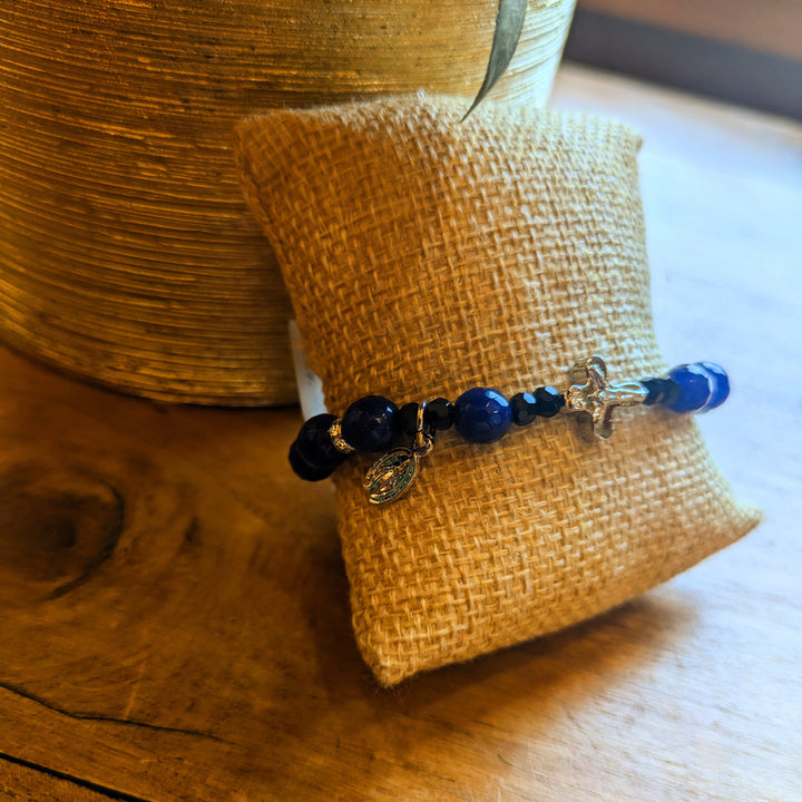 Blue Agate Rosary Bracelet