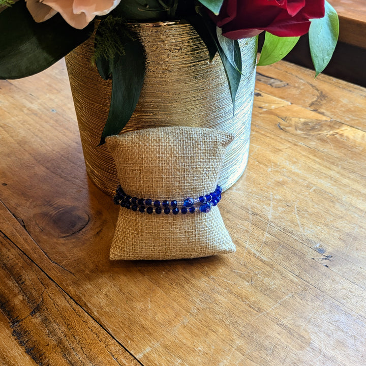 Blue Crystal Wrap Rosary Bracelet