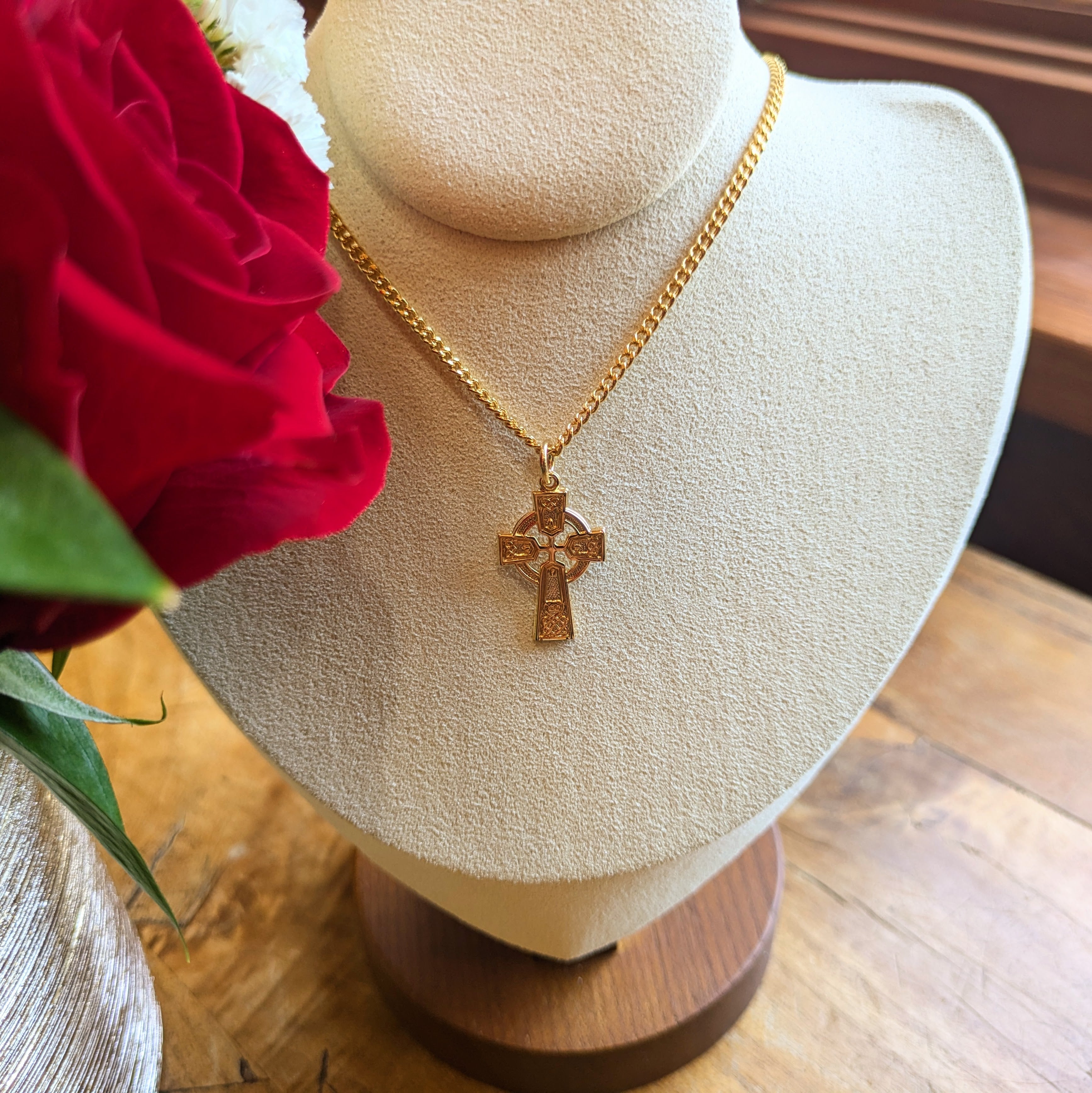 Pendant - Celtic Cross - Gold Over SS - 18" Gold Plated
