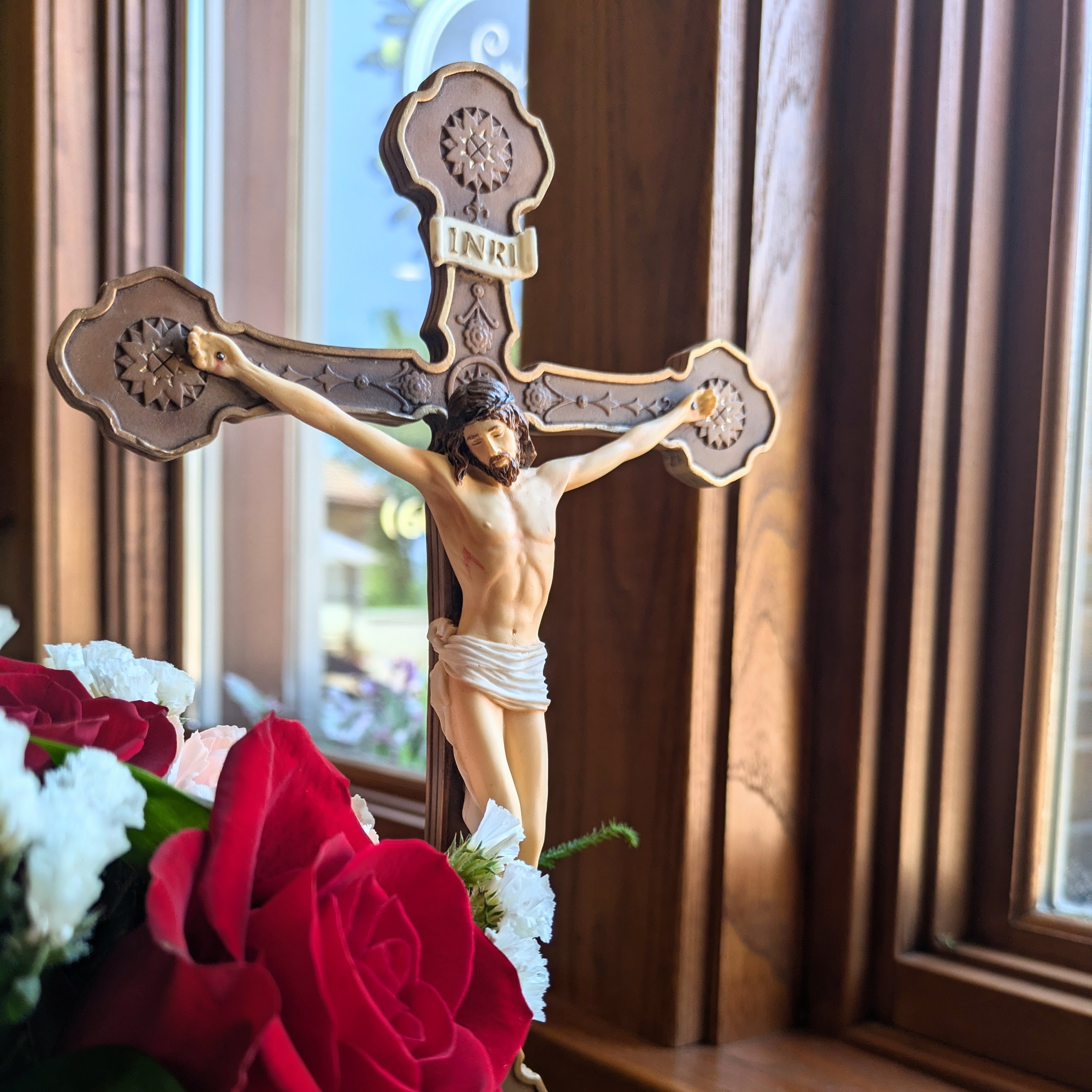 Standing Crucifix - 13" Color - Handpainted