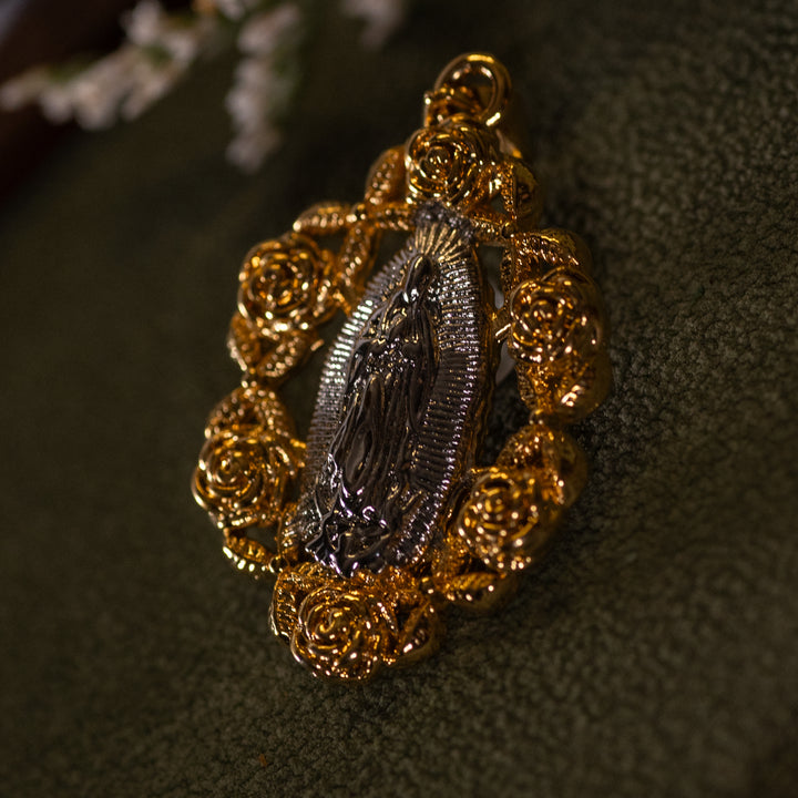 Pendant - OLG - Rose Border - Tu-tone - 24k Gold Filled