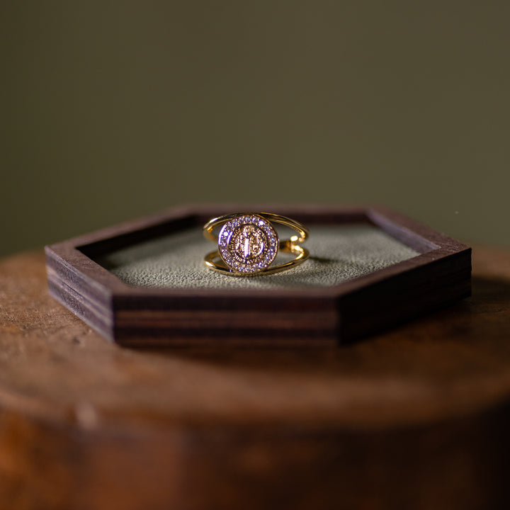 Ring - St. Benedict - Brass - Gold Plated - Cz
