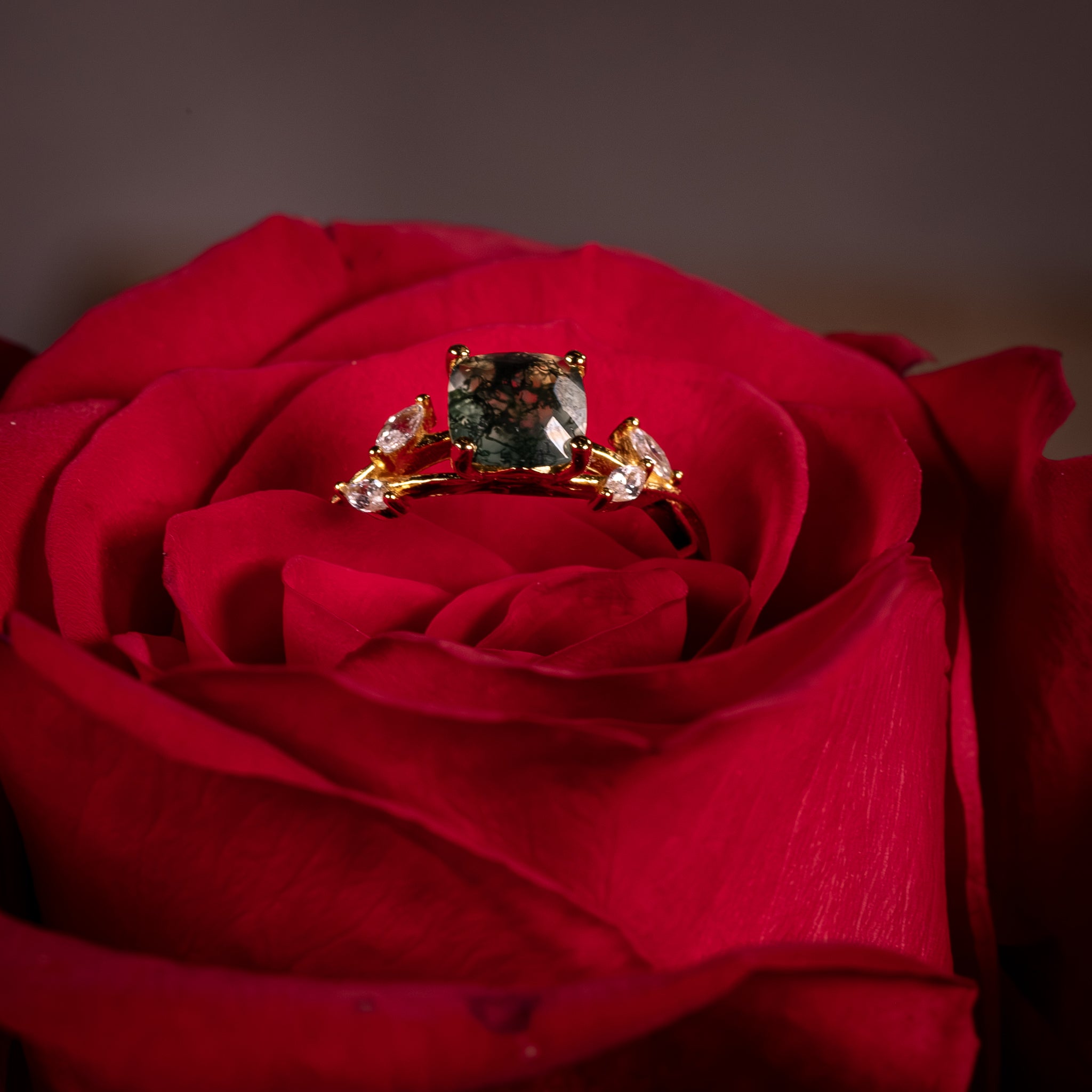 Agate Leaf Design Ring