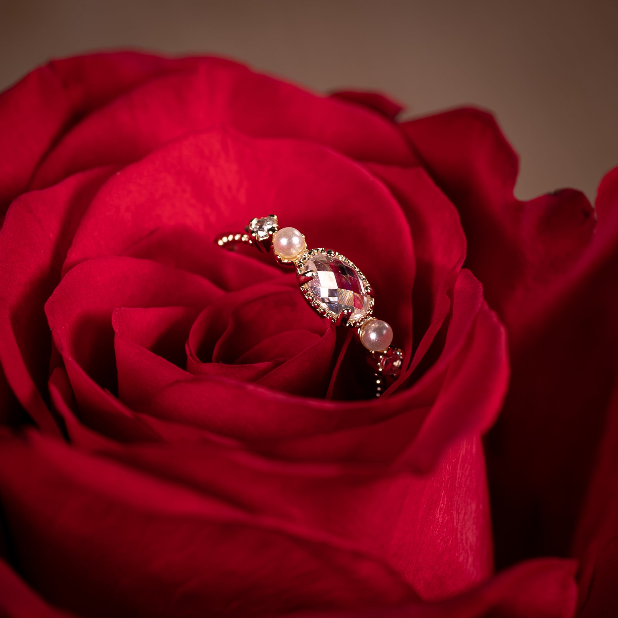 Crystal Pearl Ring