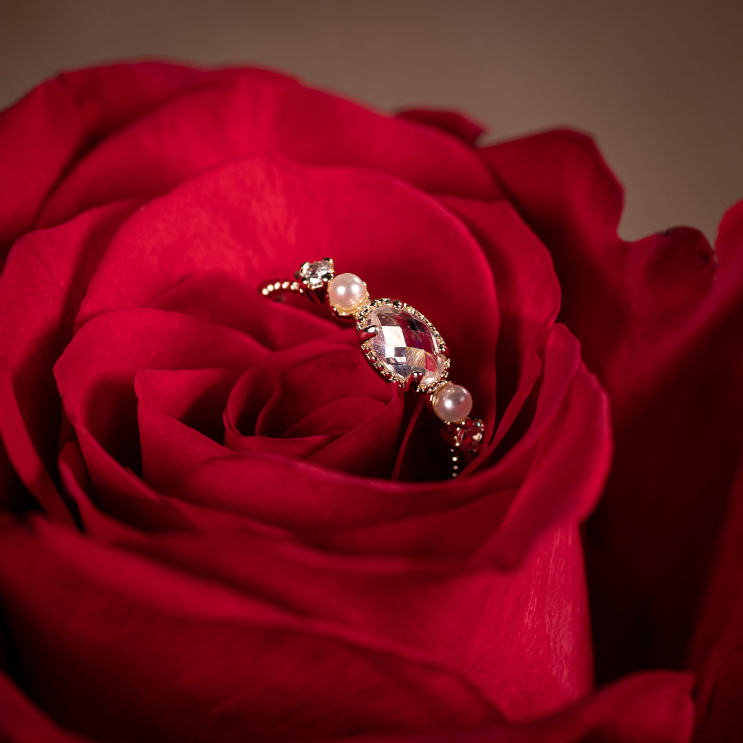Crystal Pearl Ring