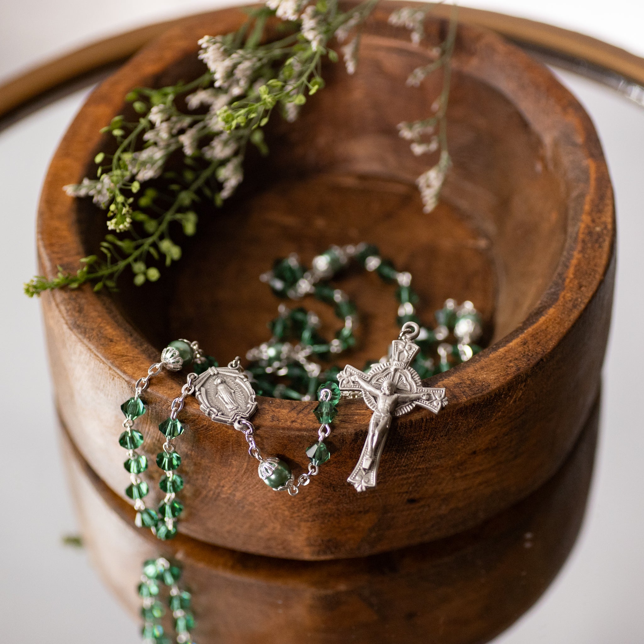 Rosary - Crystal Erinite - Silver Plated Brass