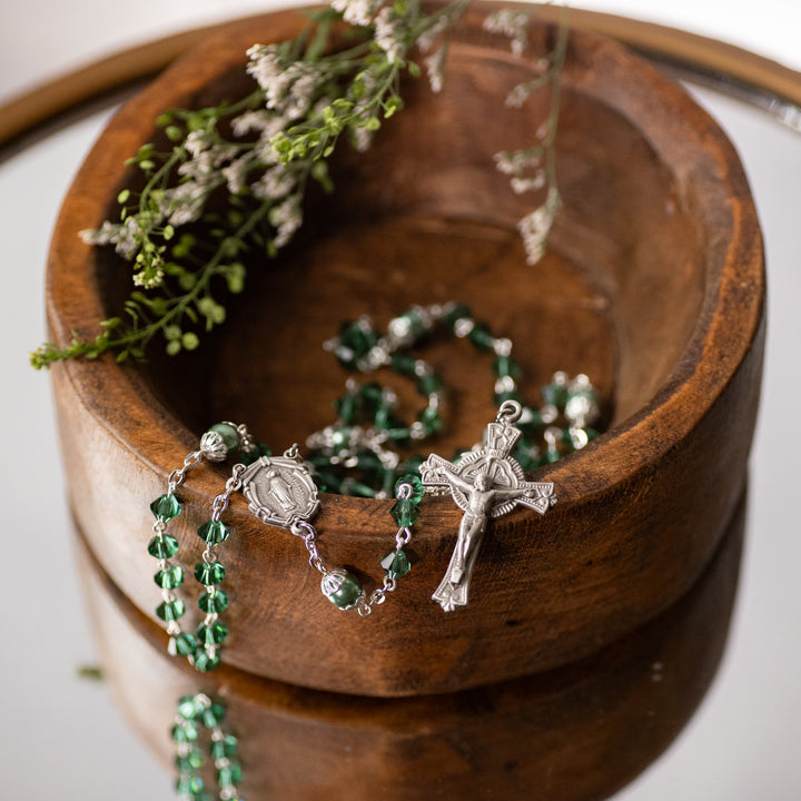 Rosary - Crystal Erinite - Silver Plated Brass