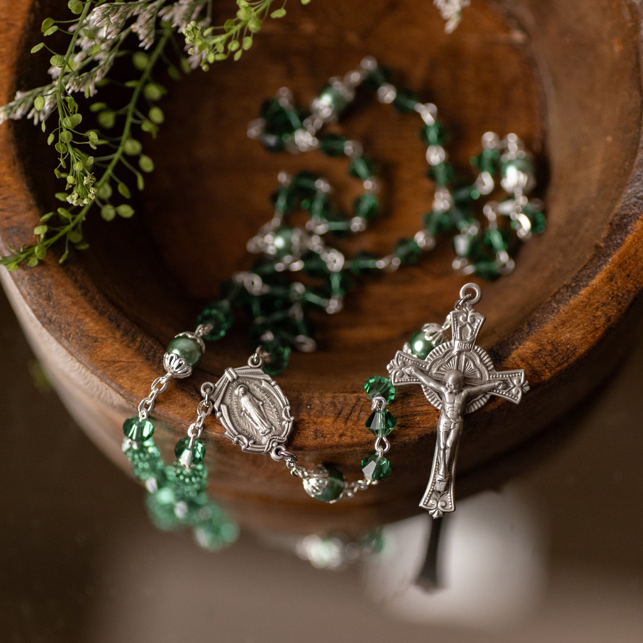 Rosary - Crystal Erinite - Silver Plated Brass
