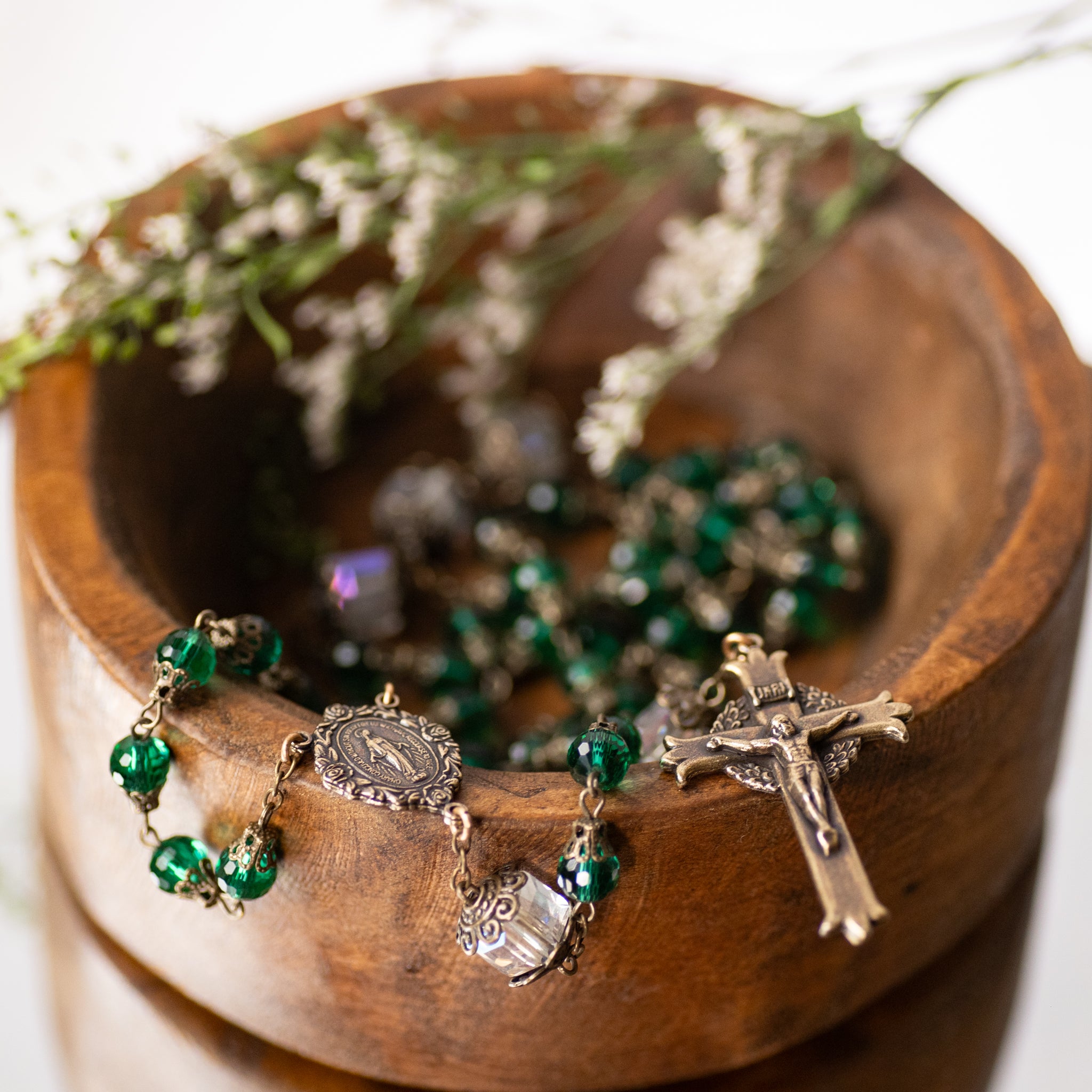 Rosary - Emerald Green Glass