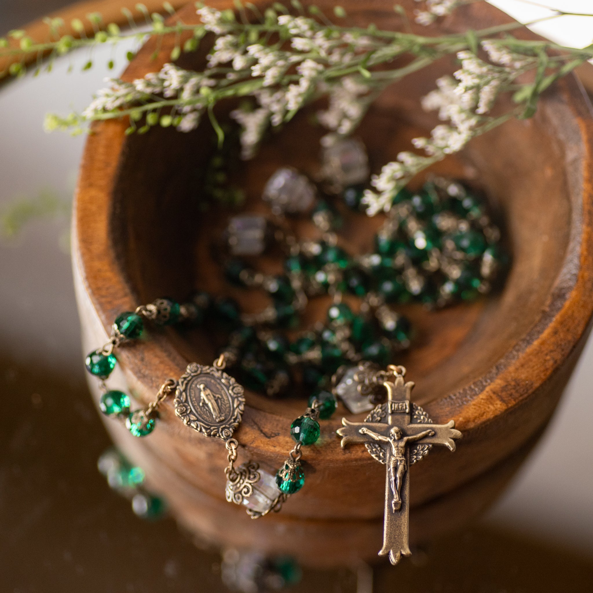 Rosary - Emerald Green Glass