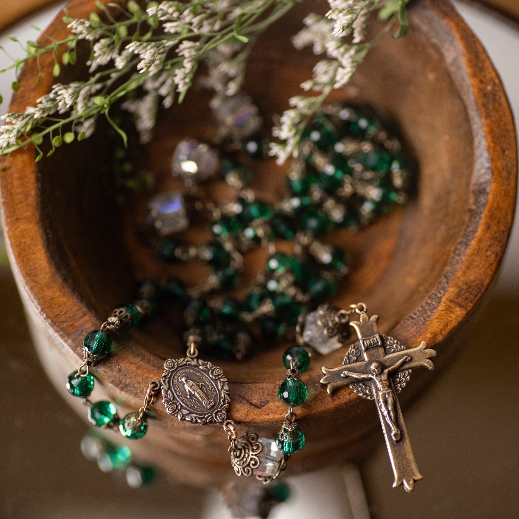 Rosary - Emerald Green Glass