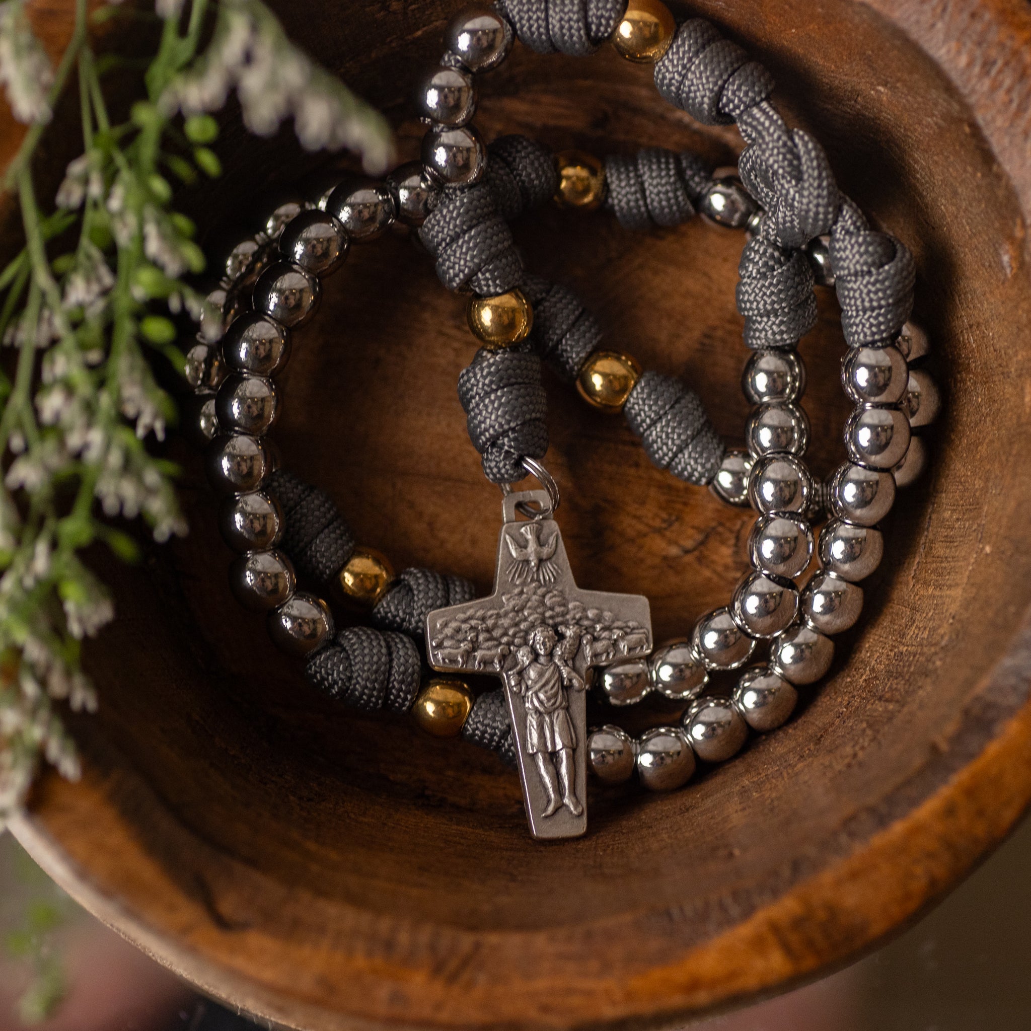 Rosary - Soldier of Christ - Cord - Silver/Grey