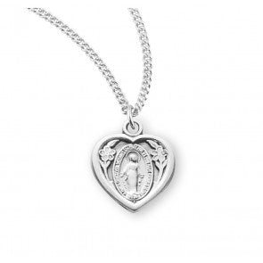 Pendant - MM - Heart Shaped - SS - 18" Rhodium Plated Chain