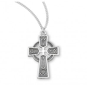 Pendant - Celtic Cross - Sterling Silver - 18" Stainless Steel Curb Chain