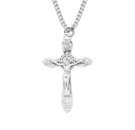Pendant - Crucifix - Fancy - Sterling Silver - 18" Stainless Steel Curb Chain