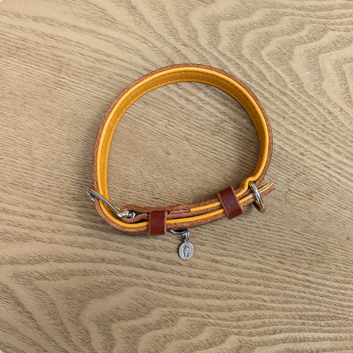 St. Dominic Leather Dog Collar w/Holy Medal