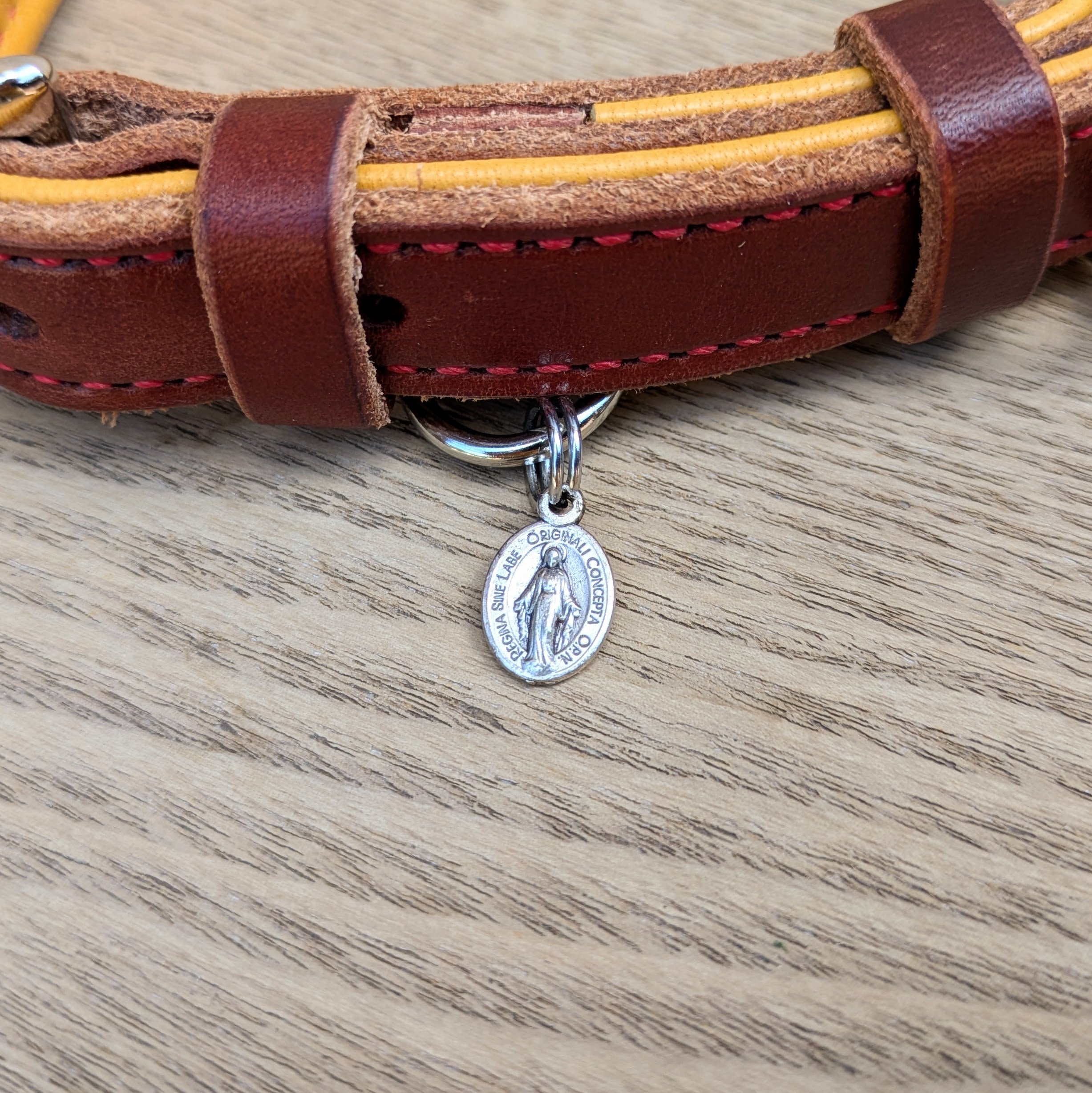 St. Dominic Leather Dog Collar w/Holy Medal