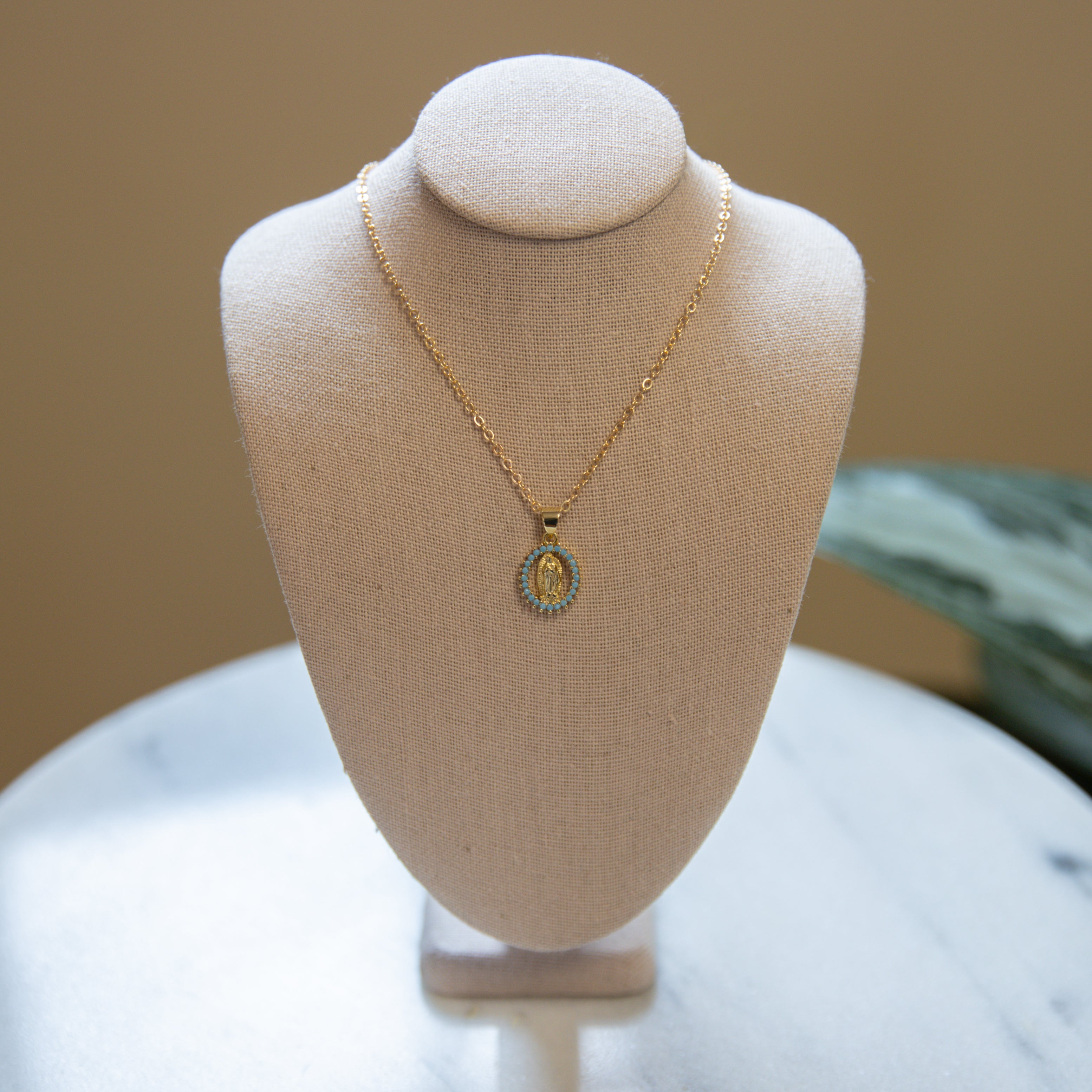 Our Lady of Guadalupe Crystal Boarder Necklace