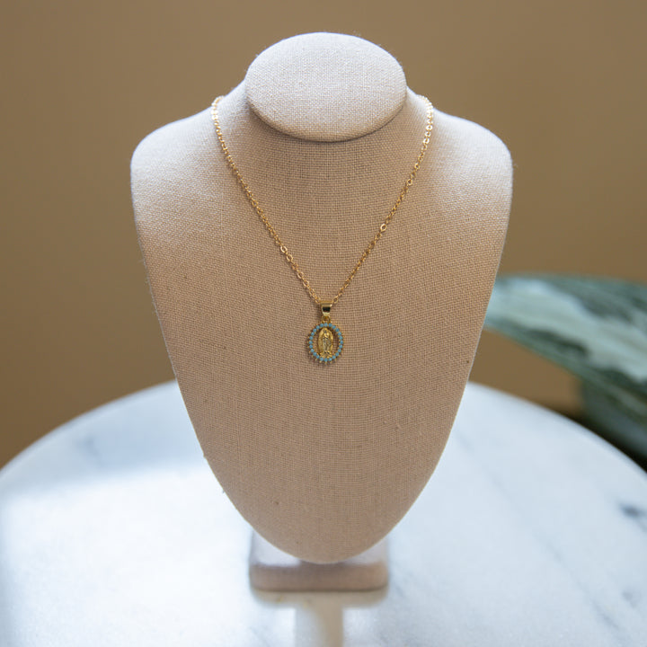 Our Lady of Guadalupe Crystal Boarder Necklace