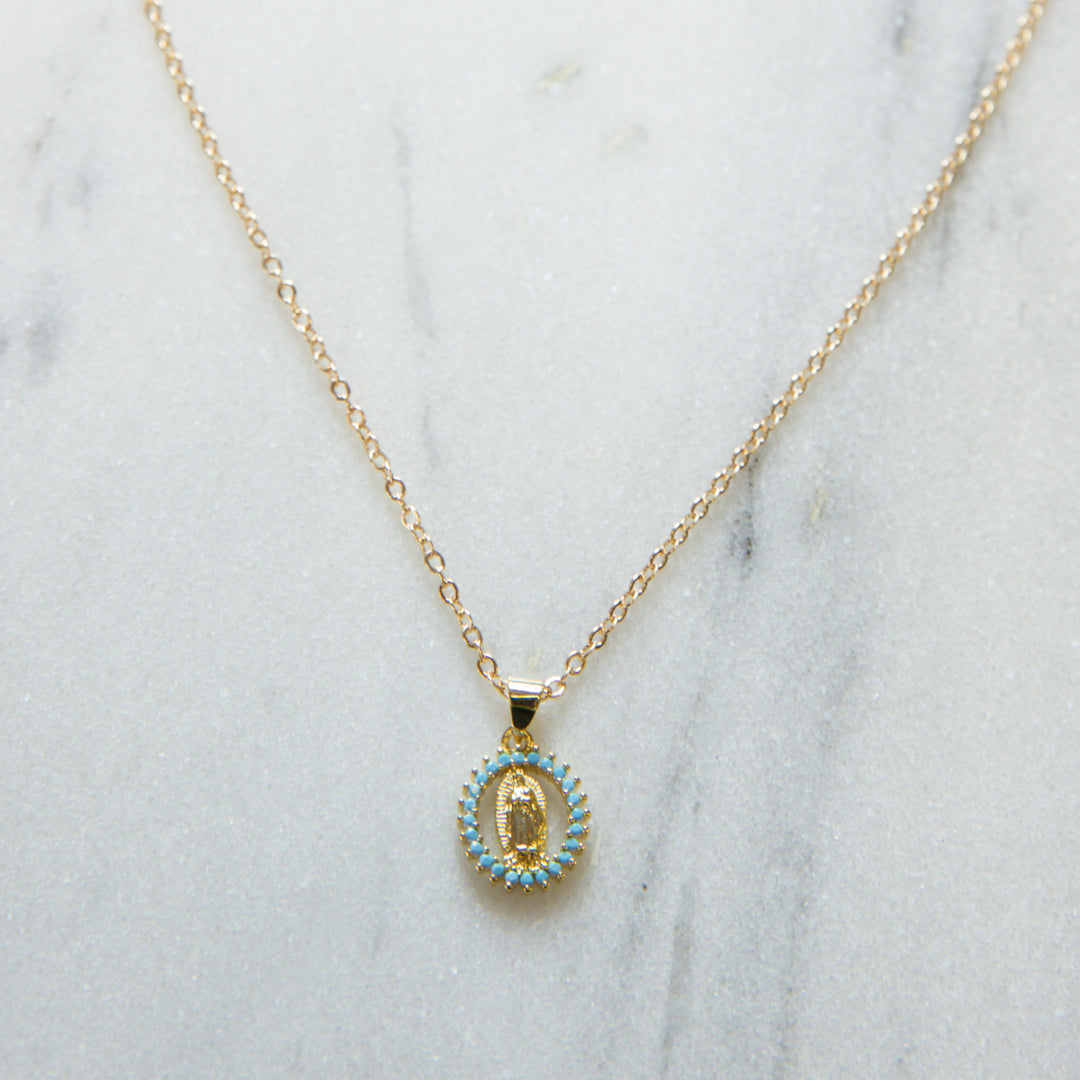Our Lady of Guadalupe Crystal Boarder Necklace