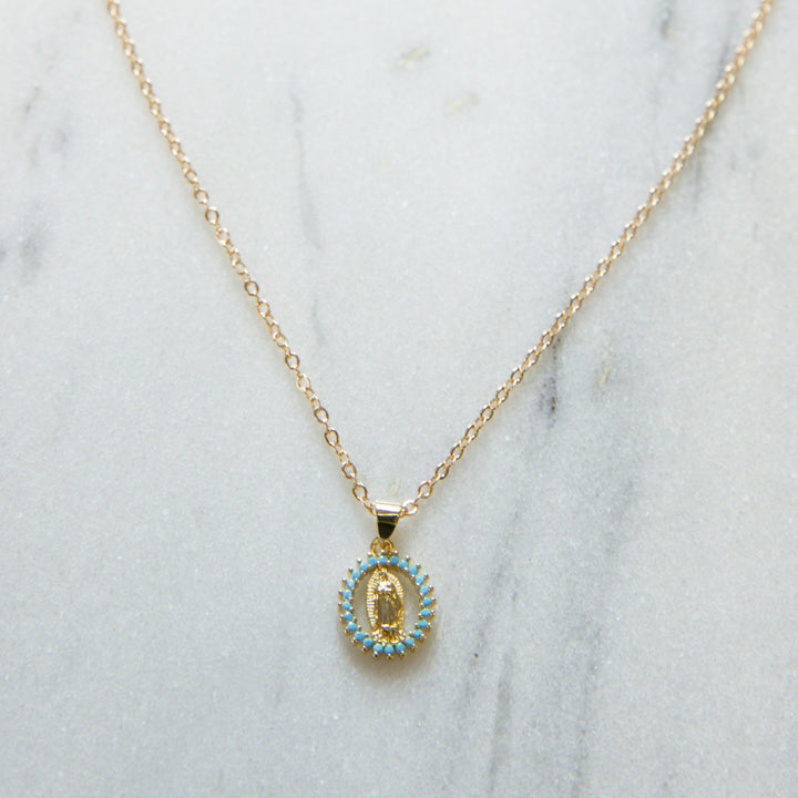 Our Lady of Guadalupe Crystal Boarder Necklace