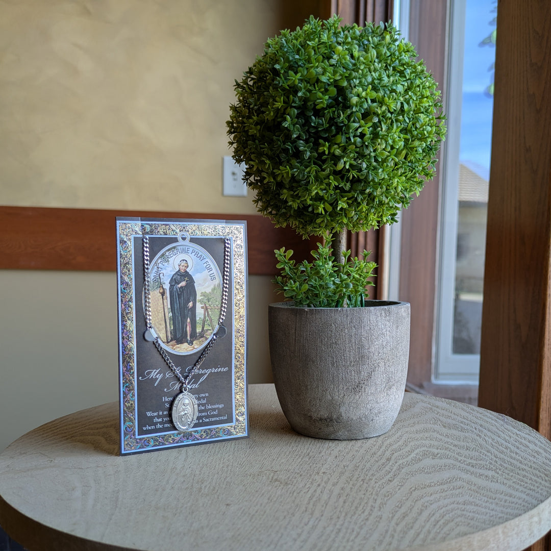 Pendant - St Peregrine - Pewter - 24" - with a Biography Card