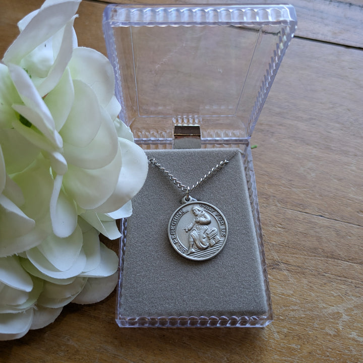 Pendant - St Peregrine - Genuine Pewter - 24"