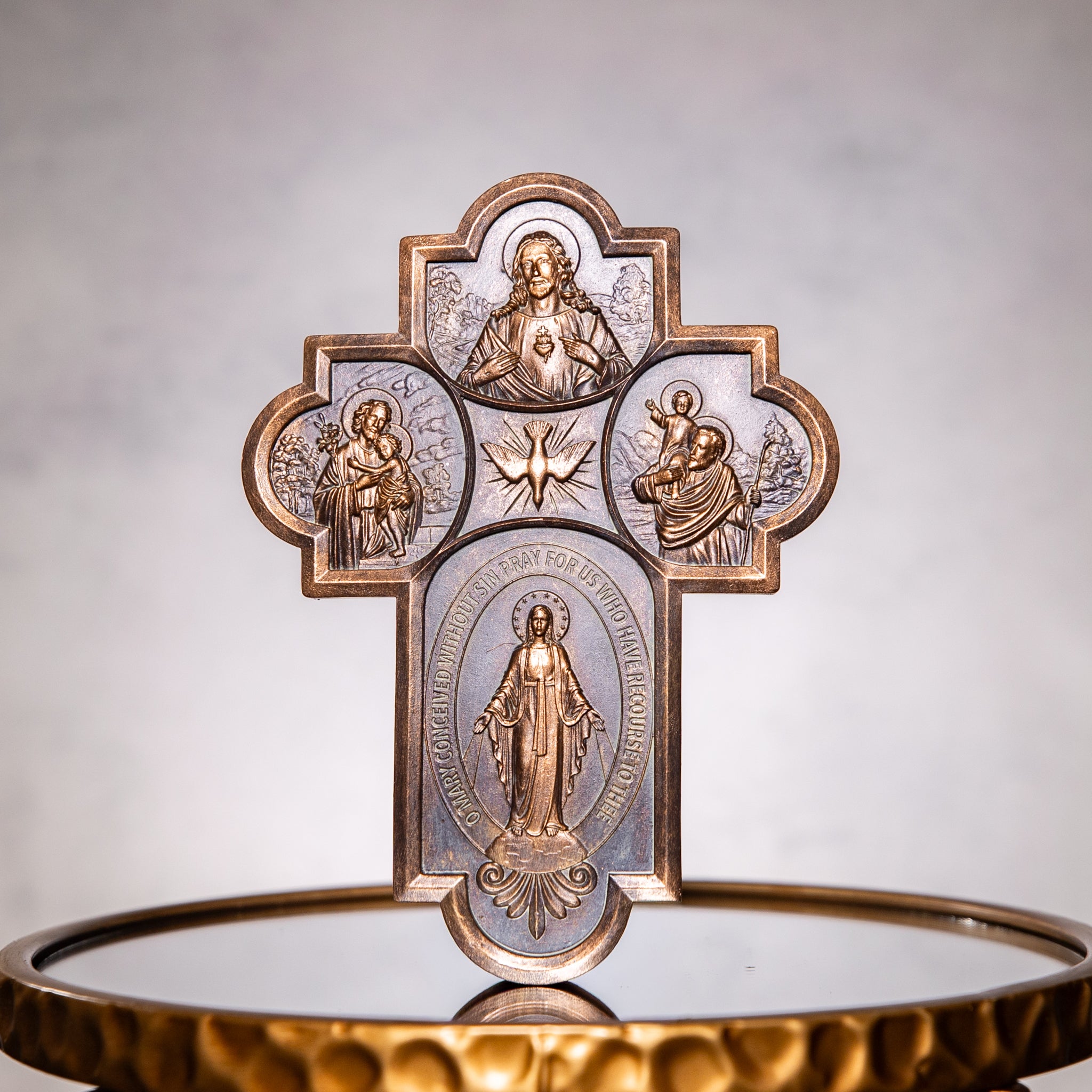 Cross - 4-Way Medal - 8.5" - Bronze Color/Resin