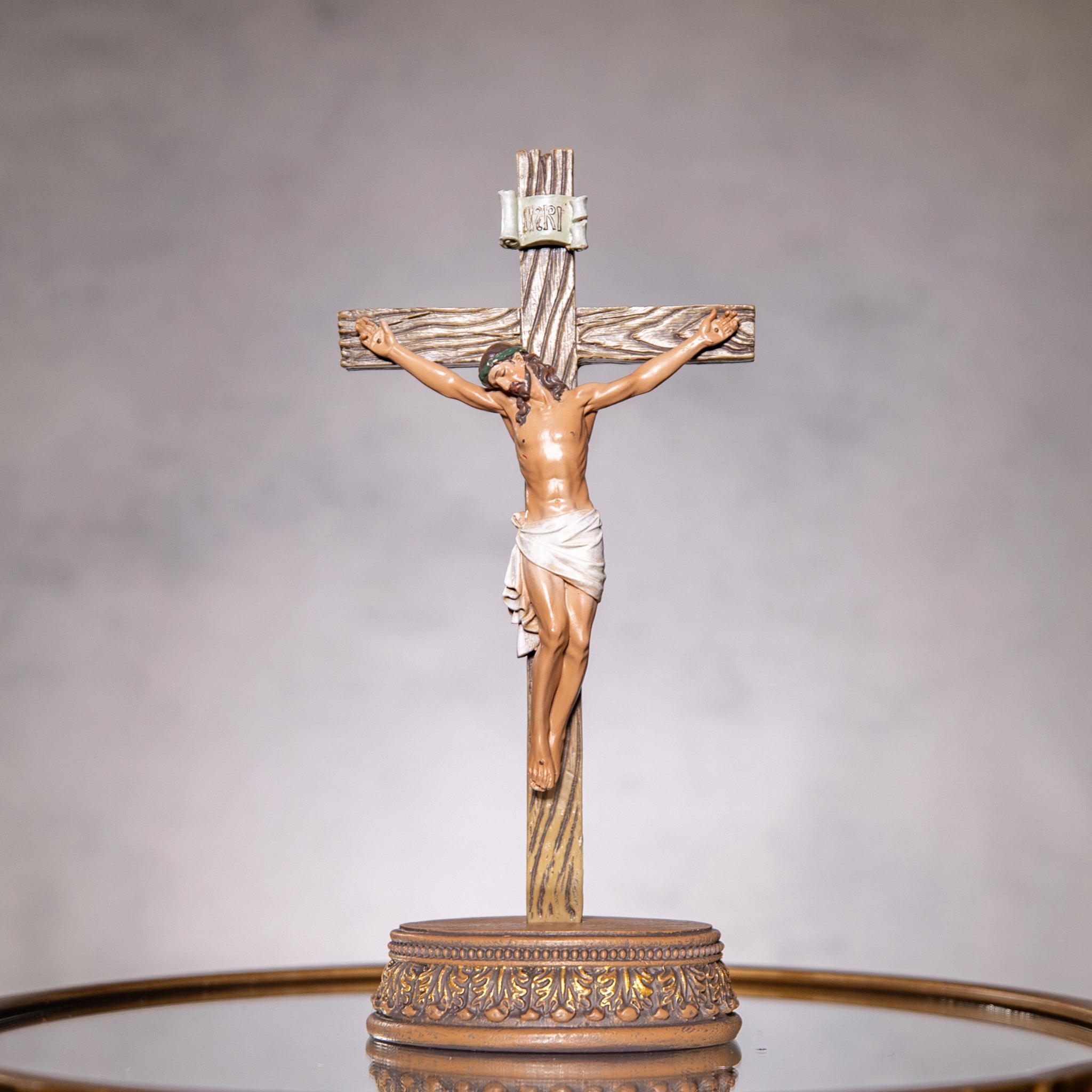 Crucifix w/Stand - Resin/Color - 8.5"H