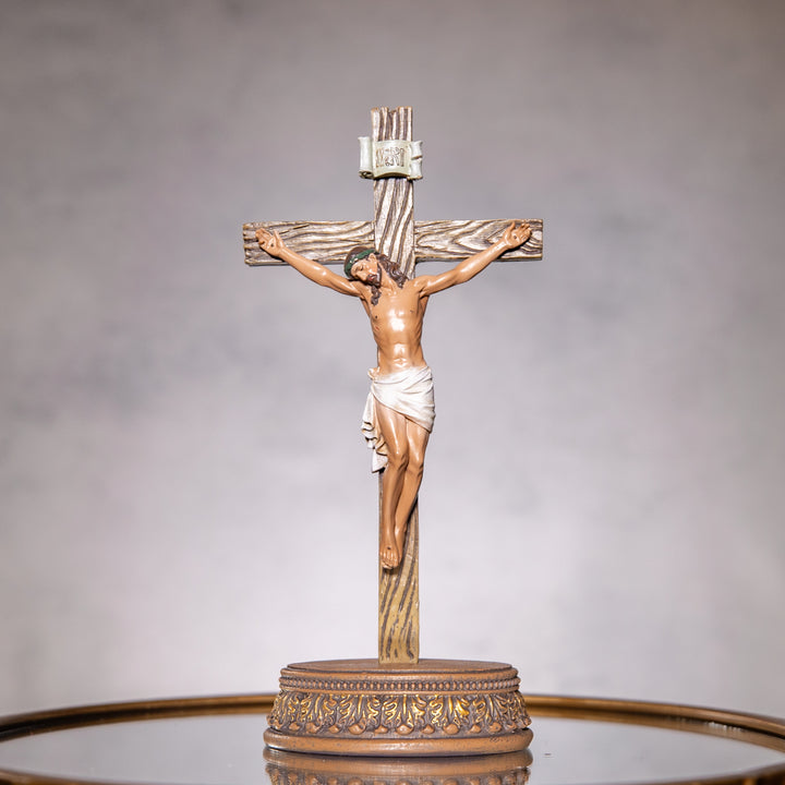 Crucifix w/Stand - Resin/Color - 8.5"H