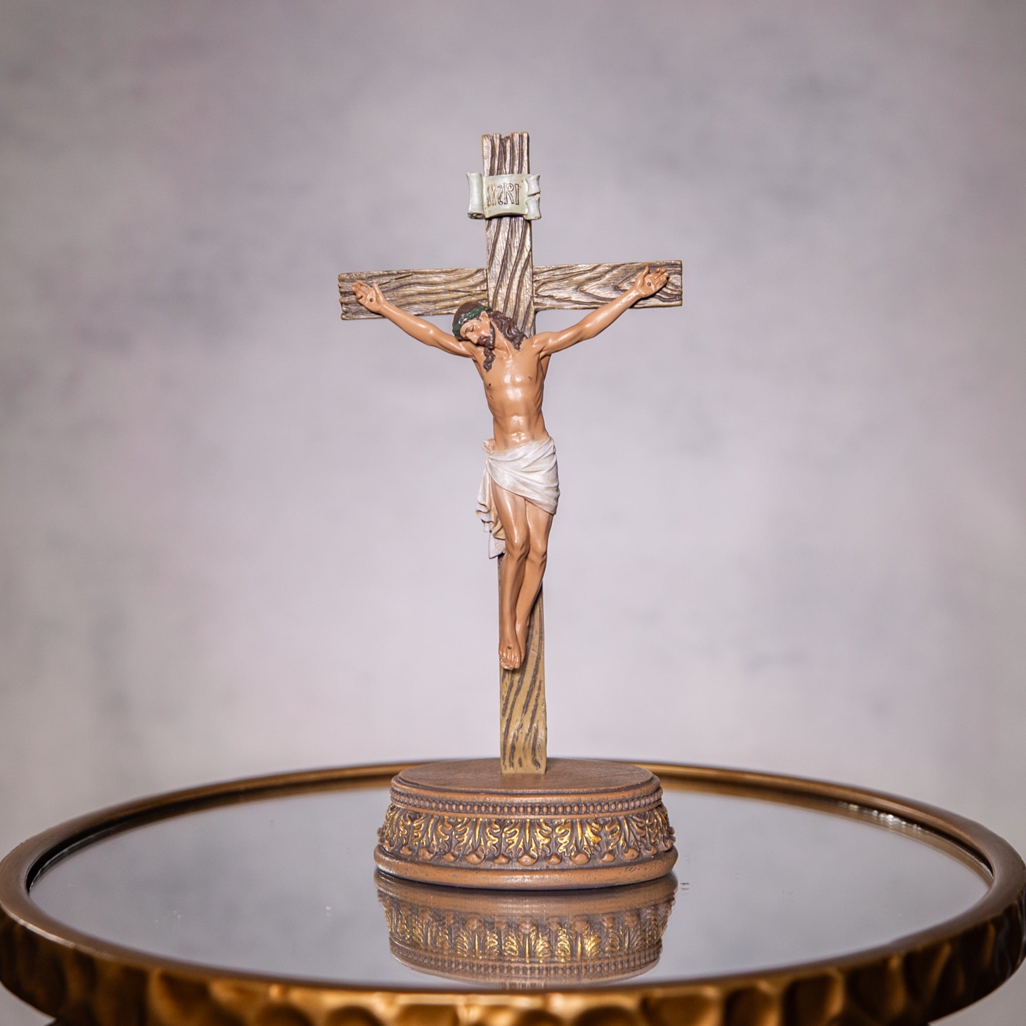 Crucifix w/Stand - Resin/Color - 8.5"H
