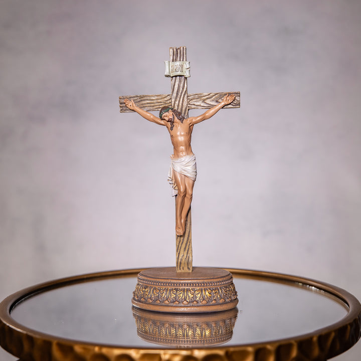Crucifix w/Stand - Resin/Color - 8.5"H