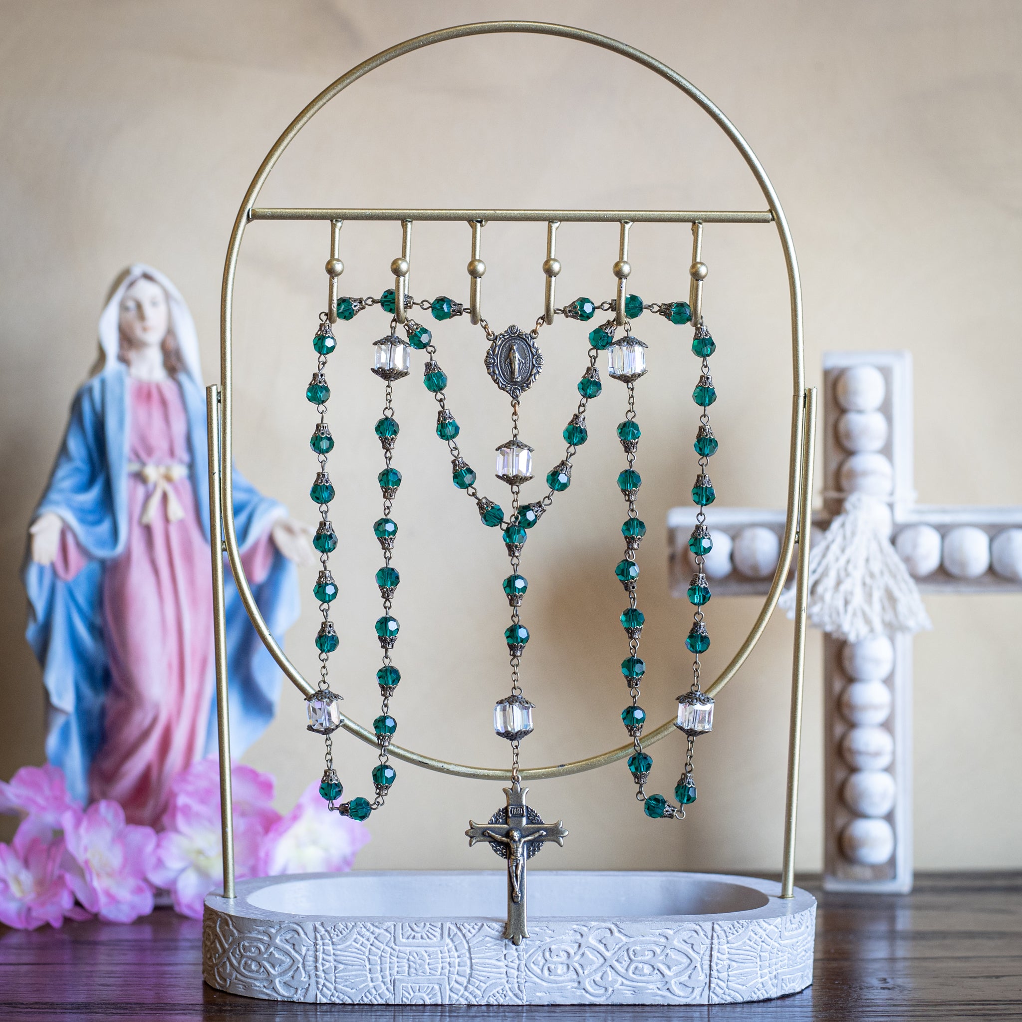 Rosary - Emerald Green Glass