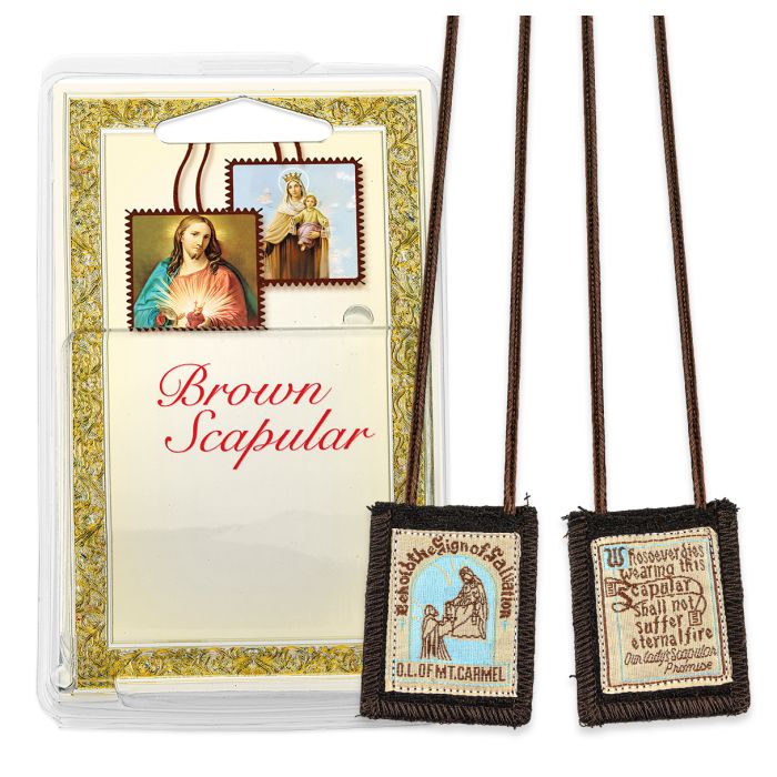 Scapular - Brown/OLMC - Genuine Wool - 1.75"x2"