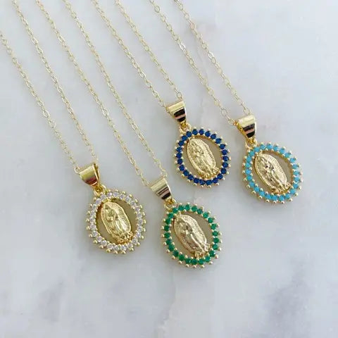 Our Lady of Guadalupe Crystal Boarder Necklace